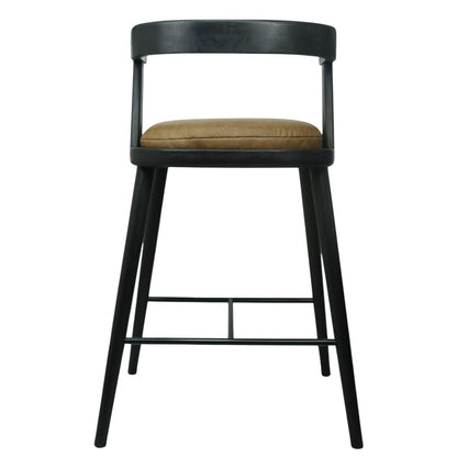 BANCO ALTO MERIDA - asiento piel genuina, estructura de madera de encino