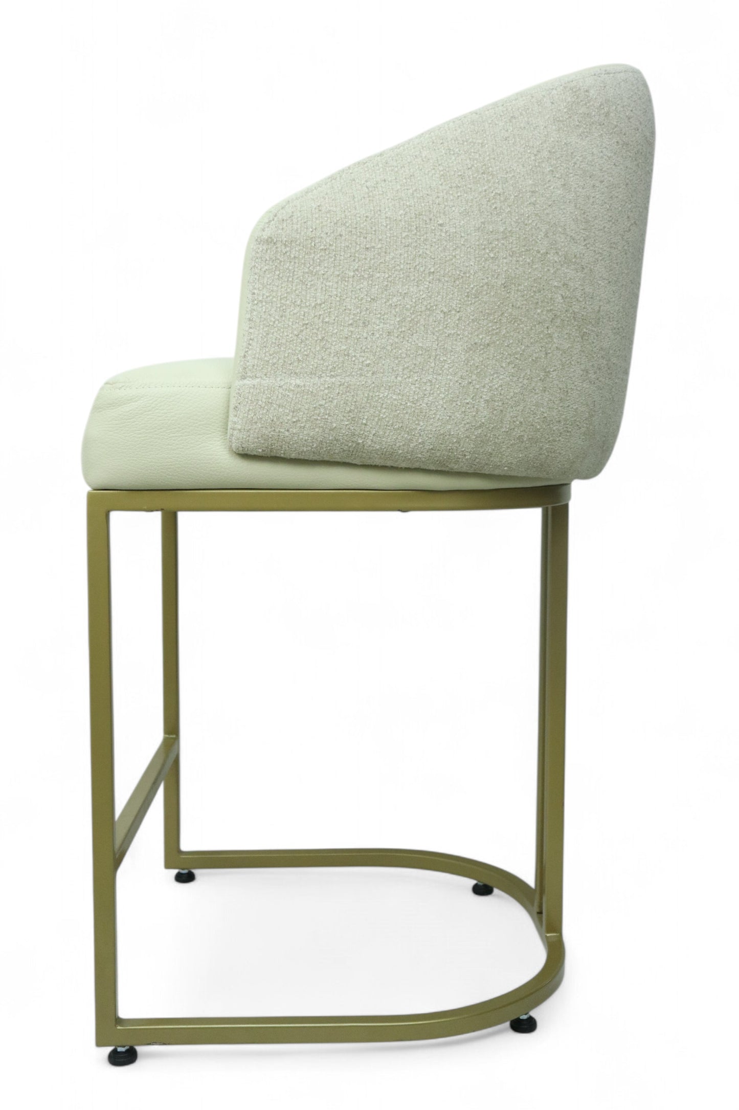 BANCO MEDIO DOLORES - respaldo interior y asiento en piel genuina, respaldo exterior en textil, base de metal