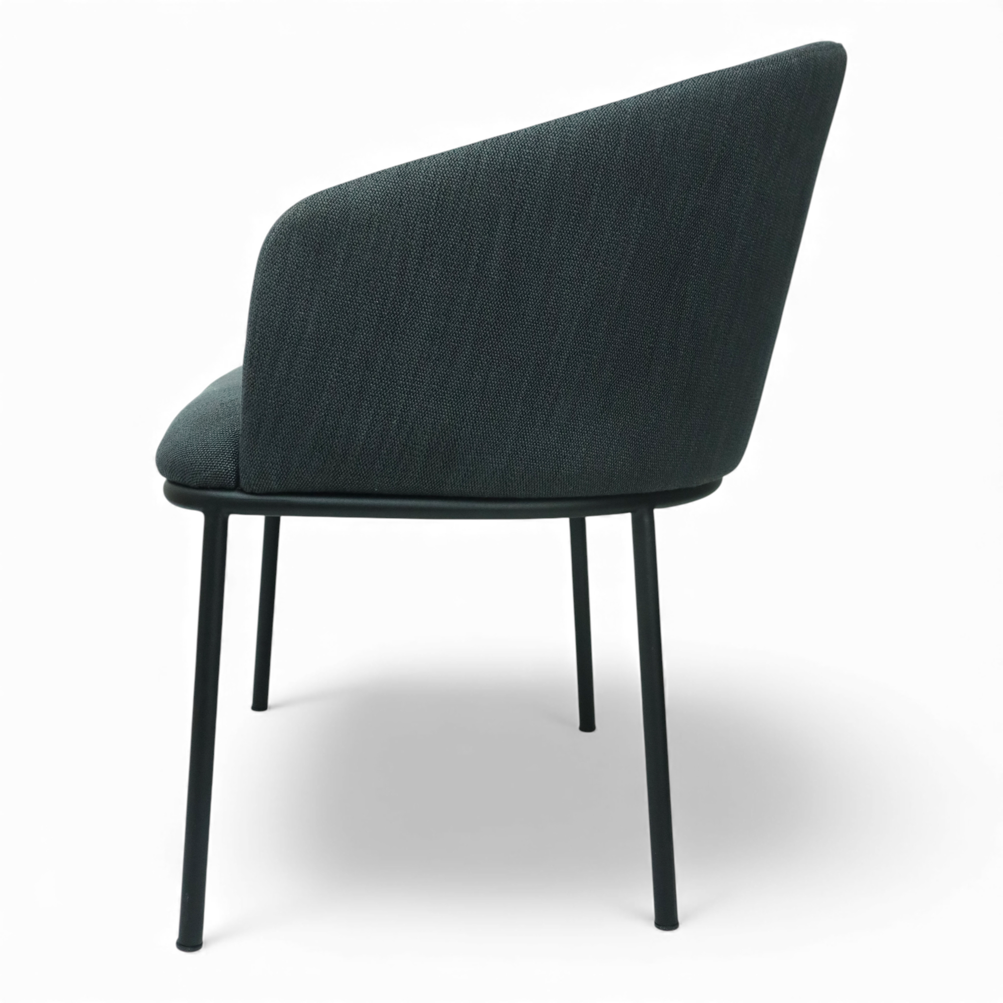 SILLA CANES - respaldo y asiento en textil color azul, base de metal