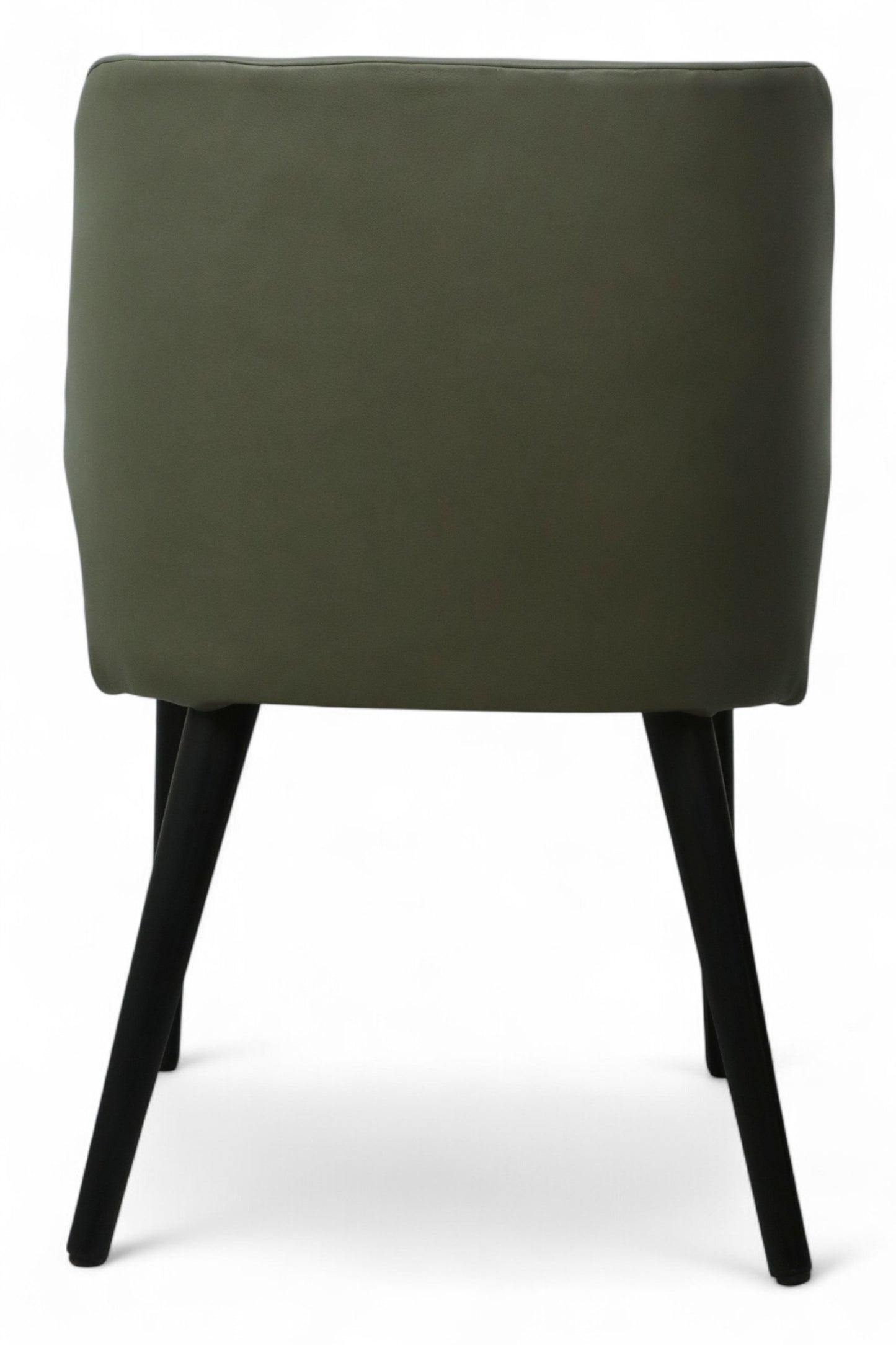 SILLA NEPAL - respaldo y asiento en piel genuina color gris, con base de madera de encino color negra