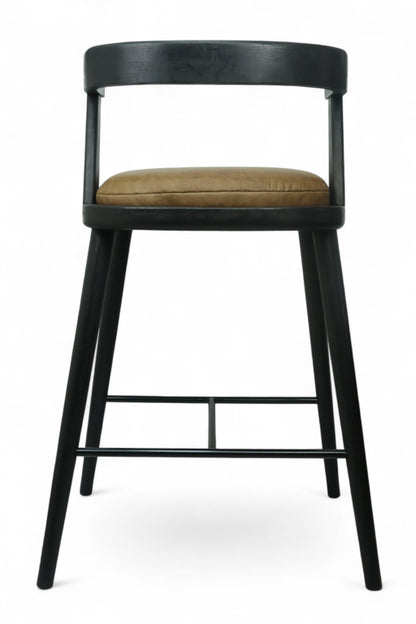 BANCO ALTO MERIDA - asiento piel genuina, estructura de madera de encino