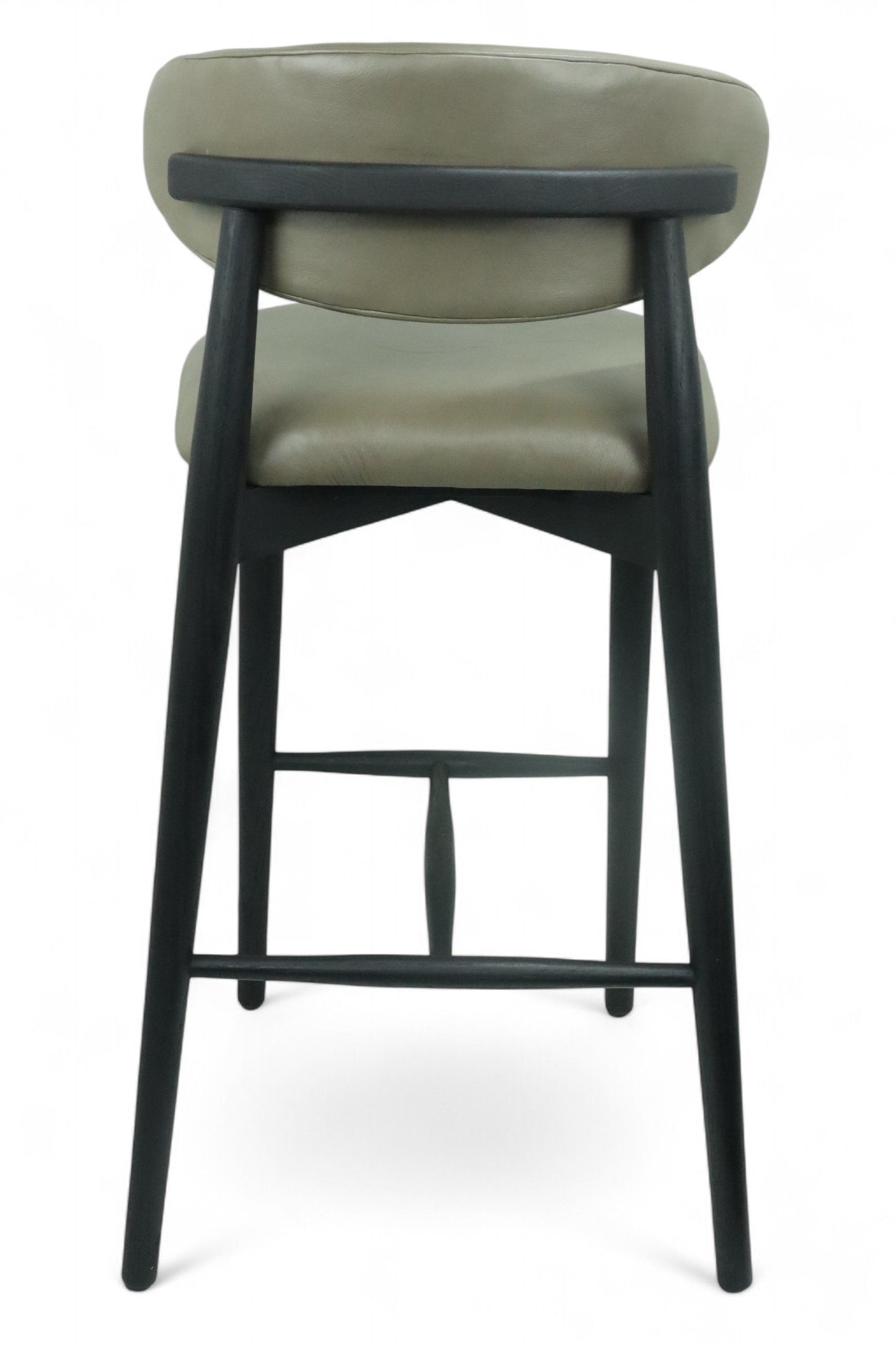 BANCO ALTO LAND - respaldo y asiento en piel genuina, base de madera de encino