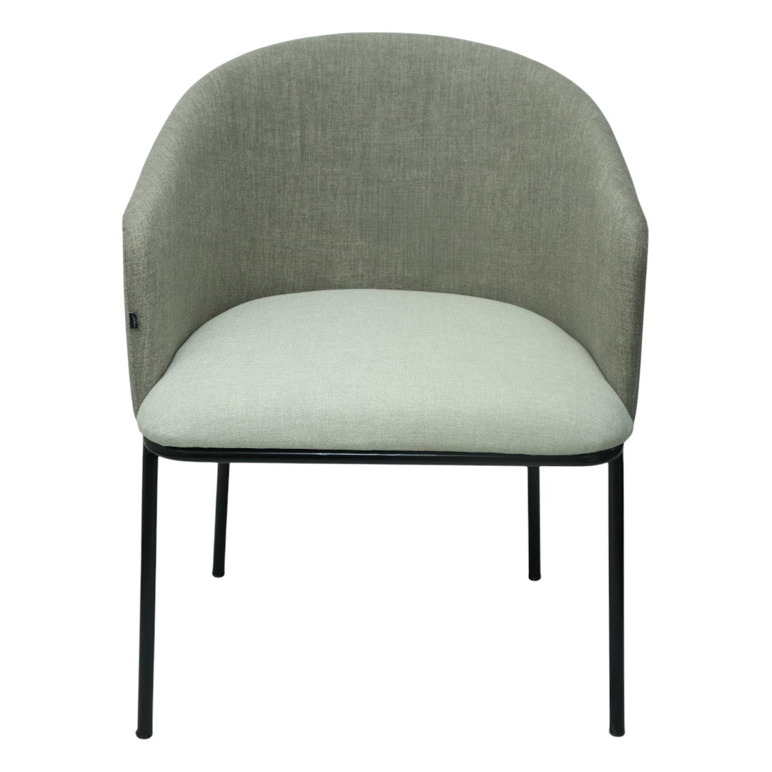 SILLA CANES - respaldos en textil gris de alta calidad, asiento piel genuina, base de metal