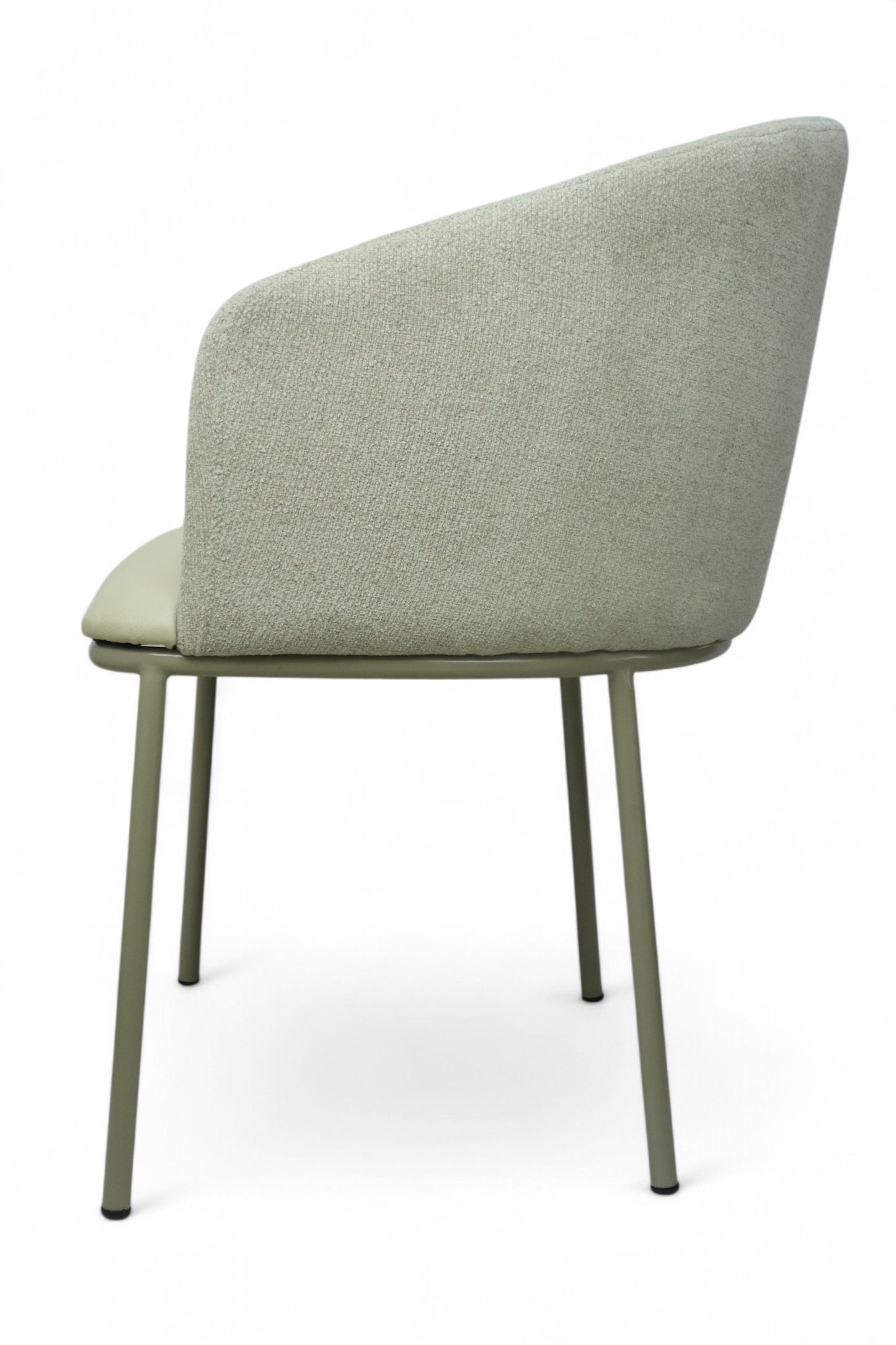 SILLA CANES - respaldos en textil blanco de alta calidad, asiento piel genuina, base de metal