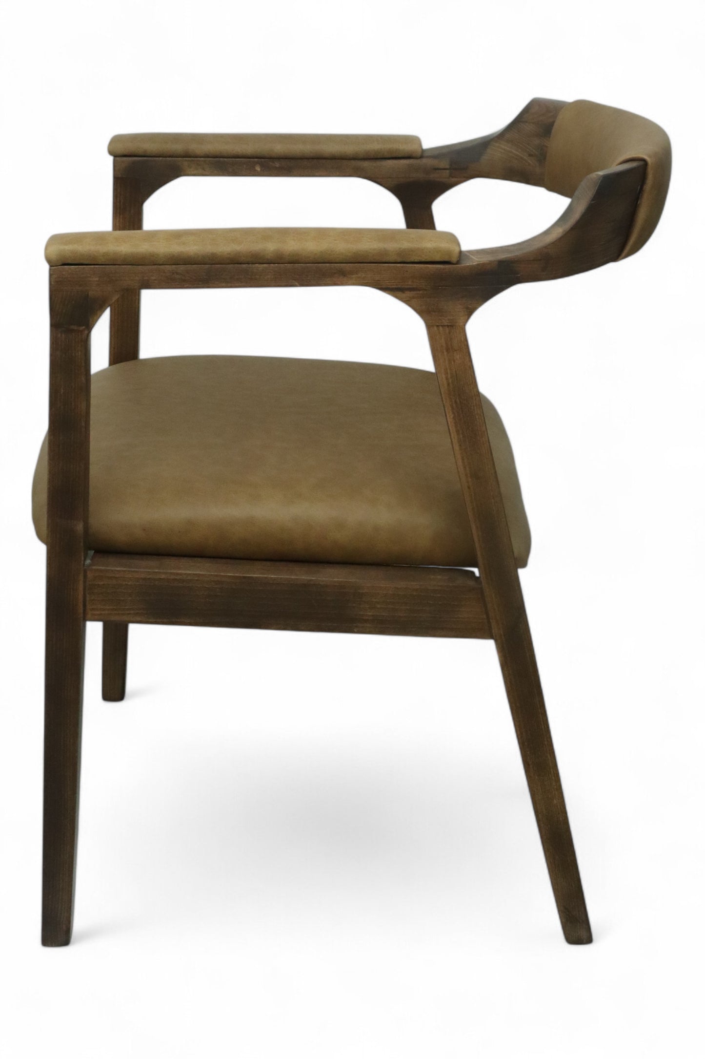 SILLA COPAL - respaldo y asiento piel genuina, con base de madera de encino