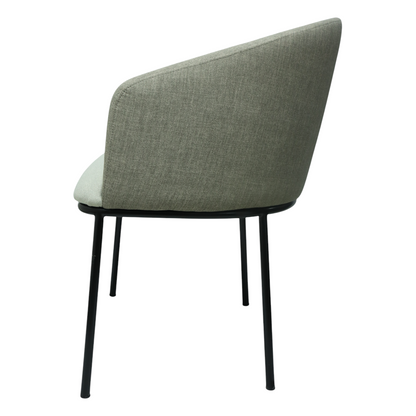 SILLA CANES - respaldos en textil gris de alta calidad, asiento piel genuina, base de metal