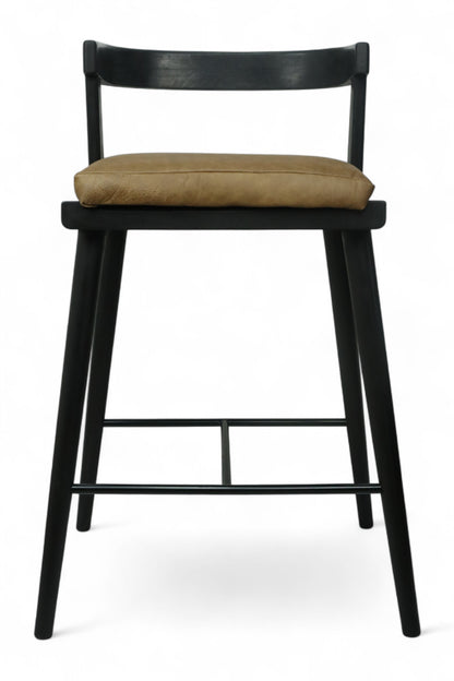 BANCO ALTO MERIDA - asiento piel genuina, estructura de madera de encino