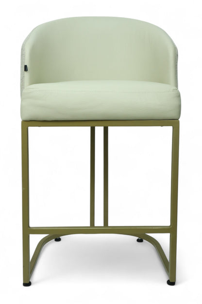 BANCO MEDIO DOLORES - respaldo interior y asiento en piel genuina, respaldo exterior en textil, base de metal