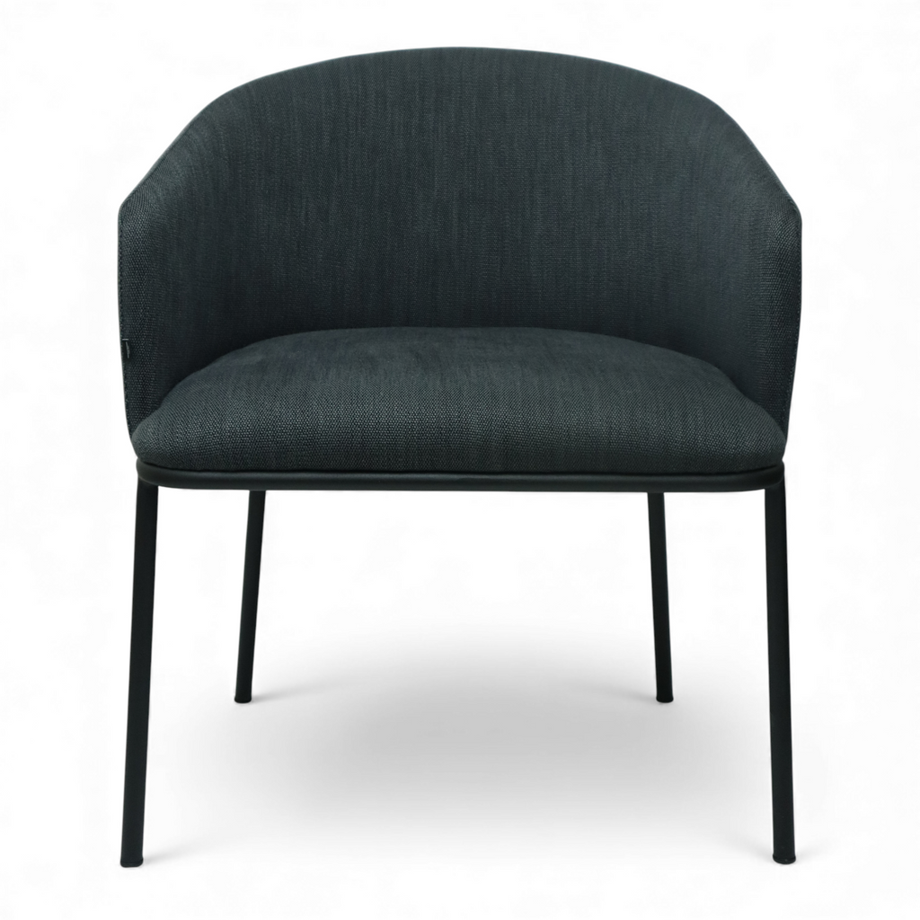 SILLA CANES - respaldo y asiento en textil color azul, base de metal