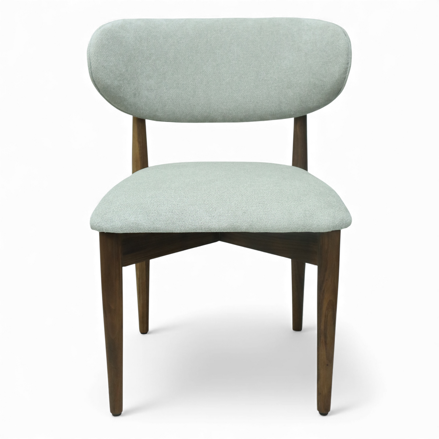 SILLA LAND - respaldo y asiento en textil gris, base de madera de encino tono nogal