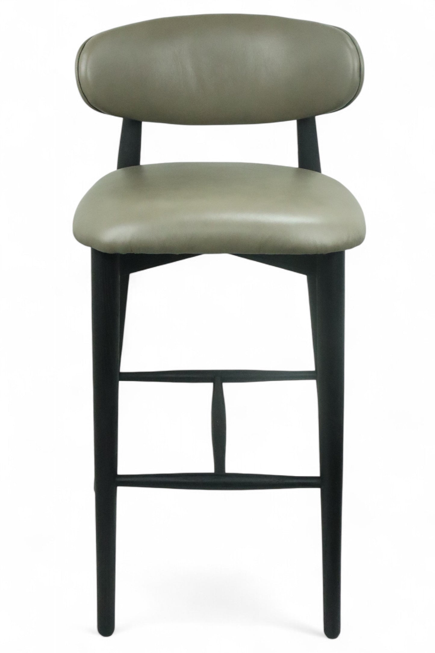 BANCO ALTO LAND - respaldo y asiento en piel genuina, base de madera de encino