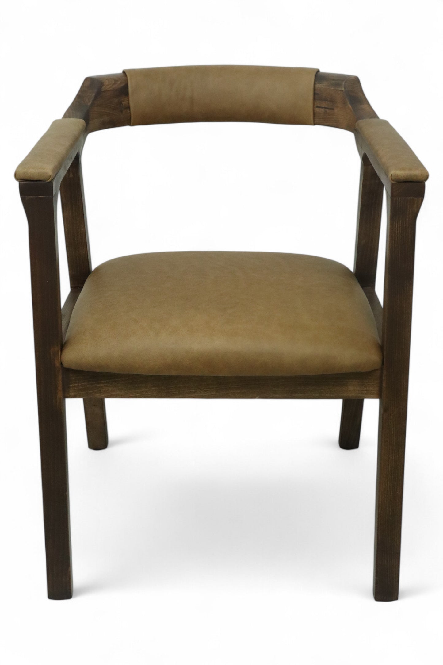 SILLA COPAL - respaldo y asiento piel genuina, con base de madera de encino