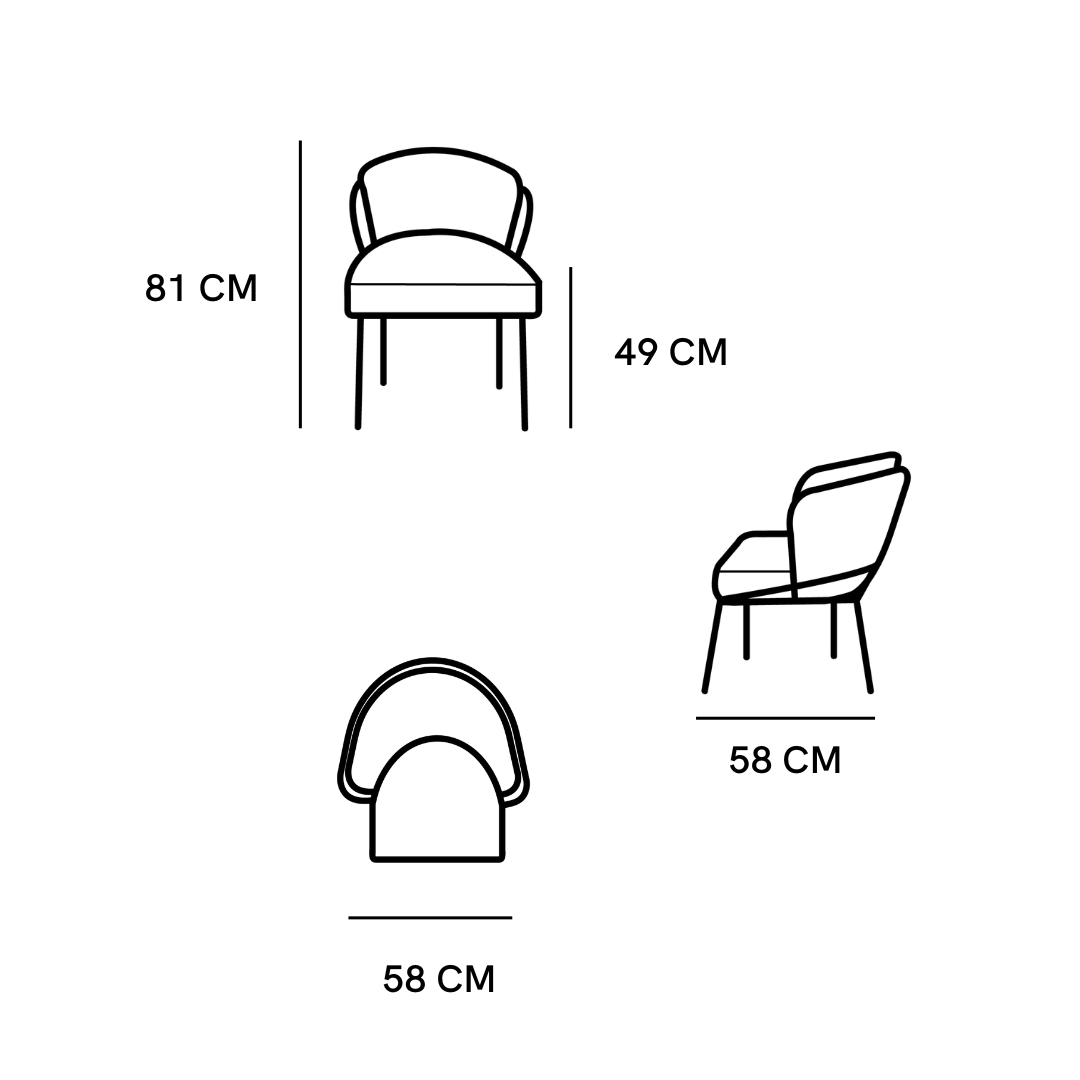 Silla Magdalena | Asiento & Respaldo Exterior Textil y Respaldo Interior 100% Piel con Base Metálica Negra