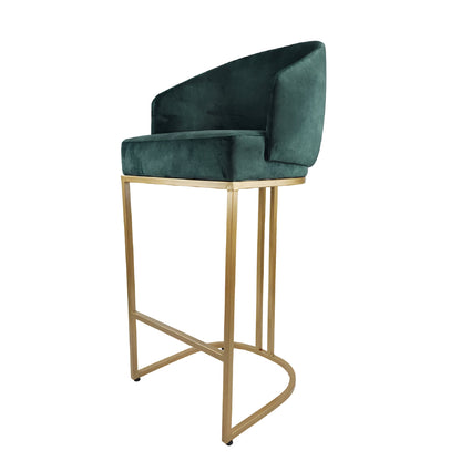 Banco Alto Dolores | Asiento y Respaldo Textil con Base Metálica Dorada