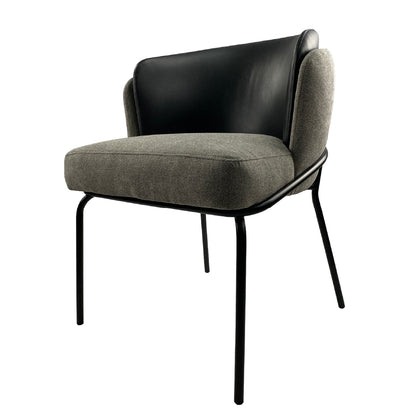 Silla Magdalena | Asiento & Respaldo Exterior Textil y Respaldo Interior 100% Piel con Base Metálica Negra