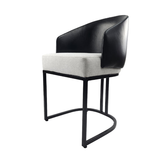 Silla Dolores | Asiento Textil y Respaldo 100% Piel con Base Metálica Negra